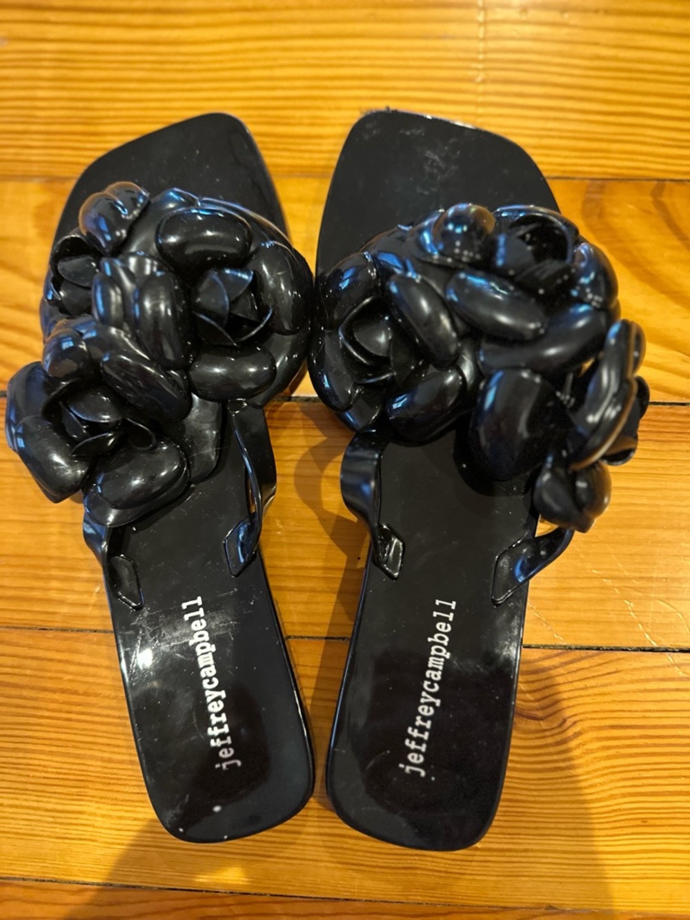 Jeffrey Campbell Black Floral Embellished Slide Mules